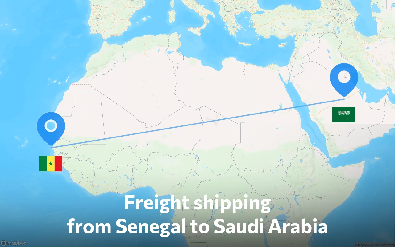 Shipping route from Senegal to Saudi Arabia