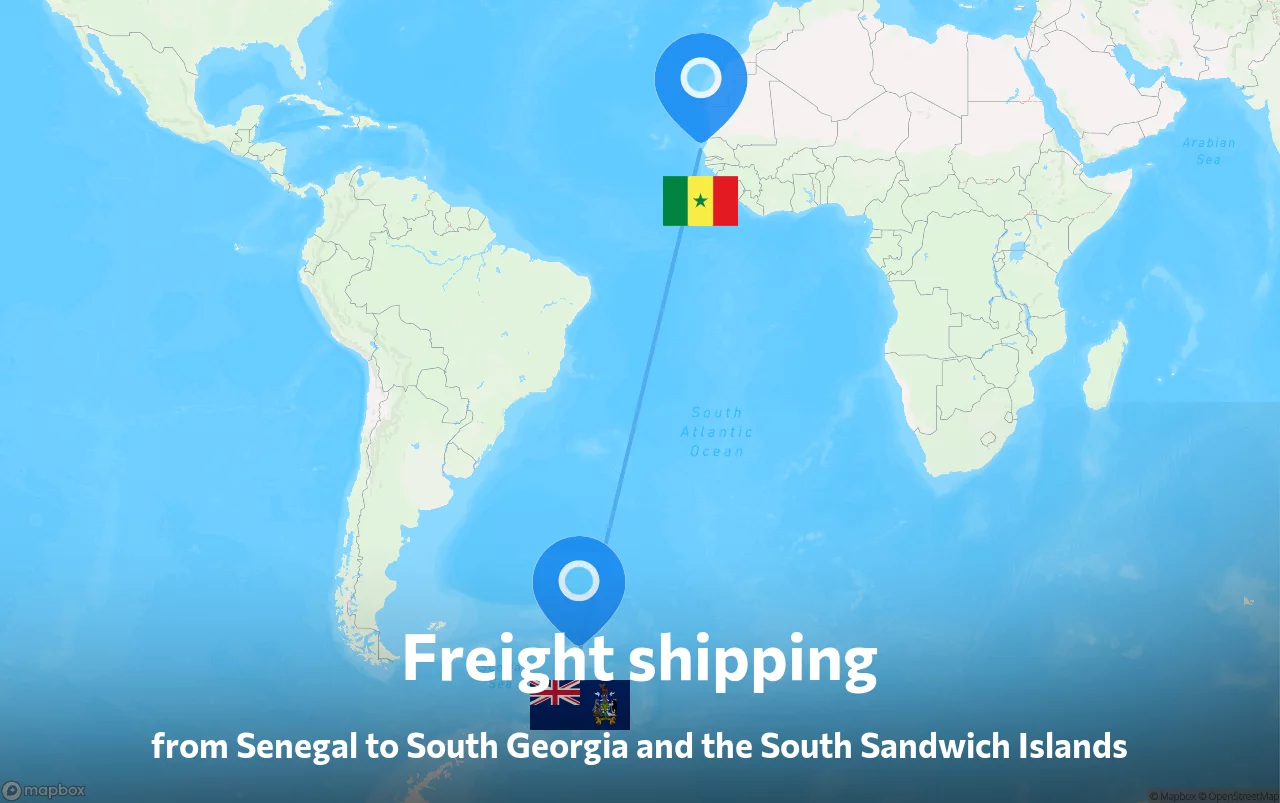 Shipping route from Senegal to South Georgia and the South Sandwich Islands