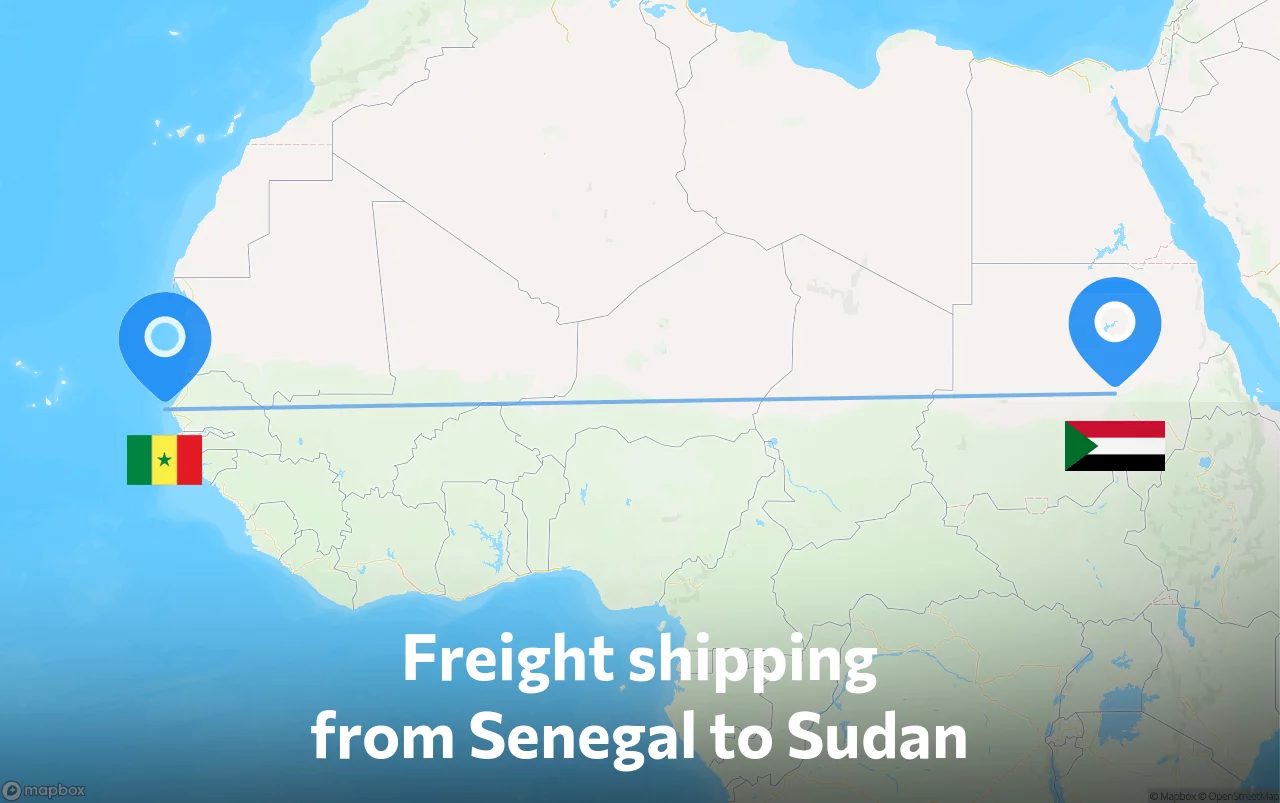 Shipping route from Senegal to Sudan
