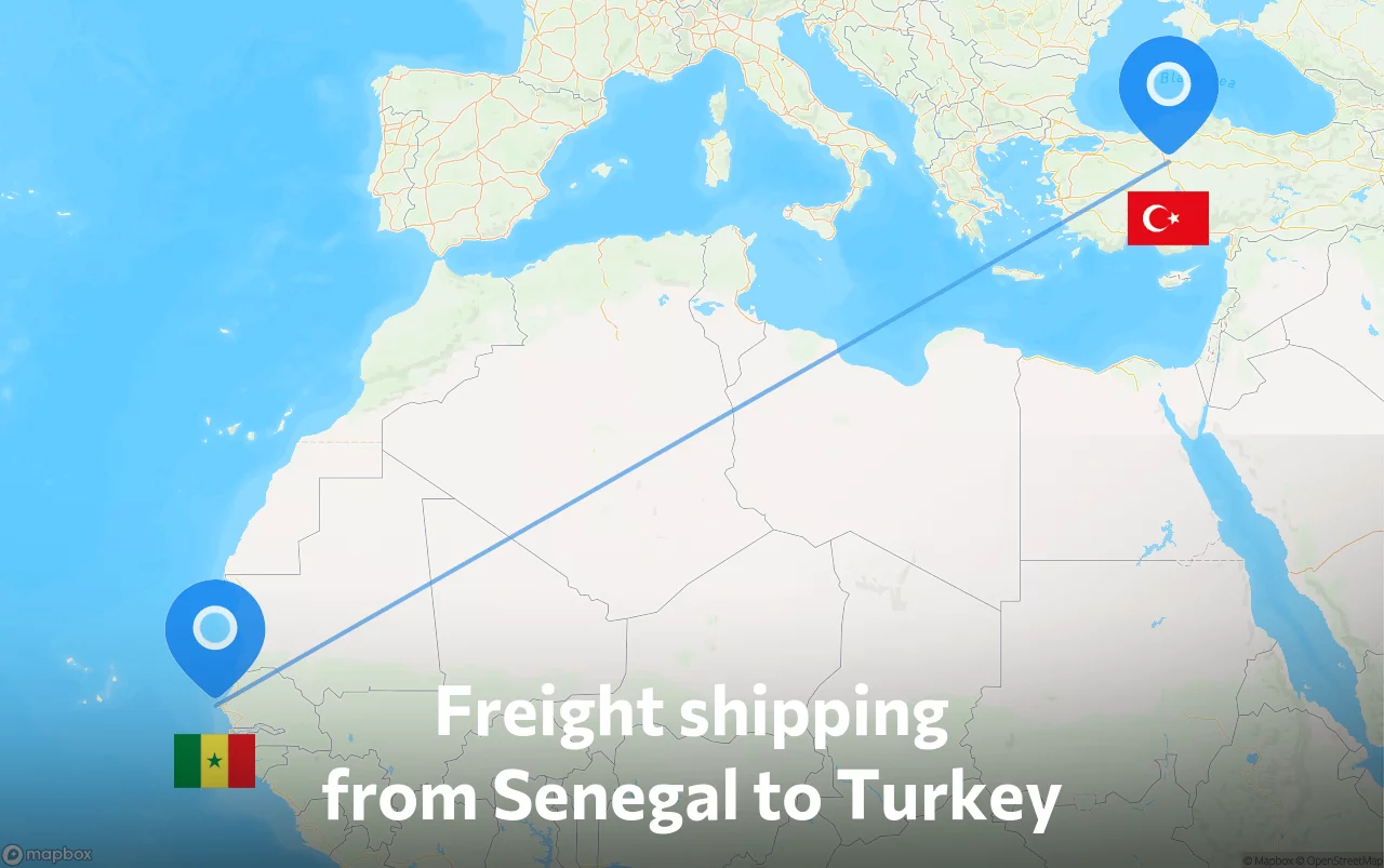 Shipping route from Senegal to Turkey