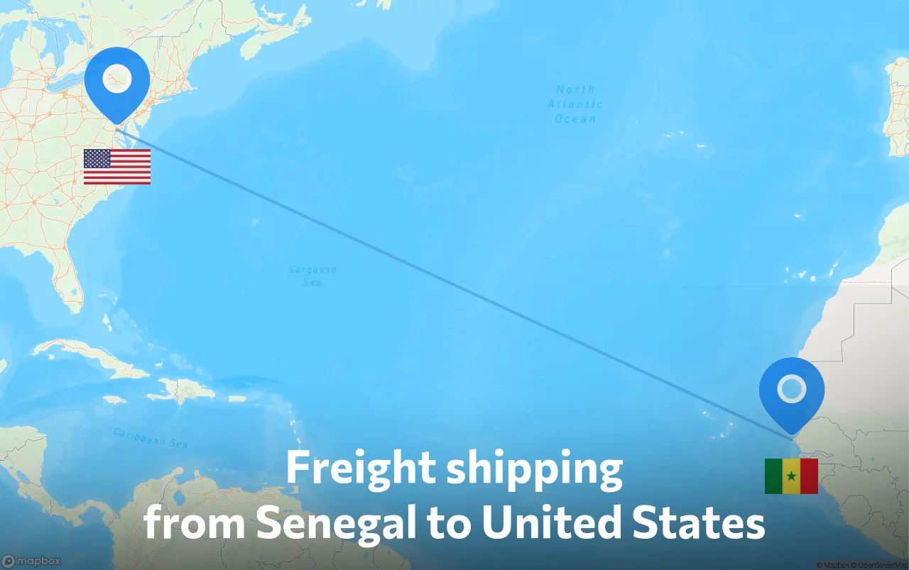Shipping route from Senegal to United States