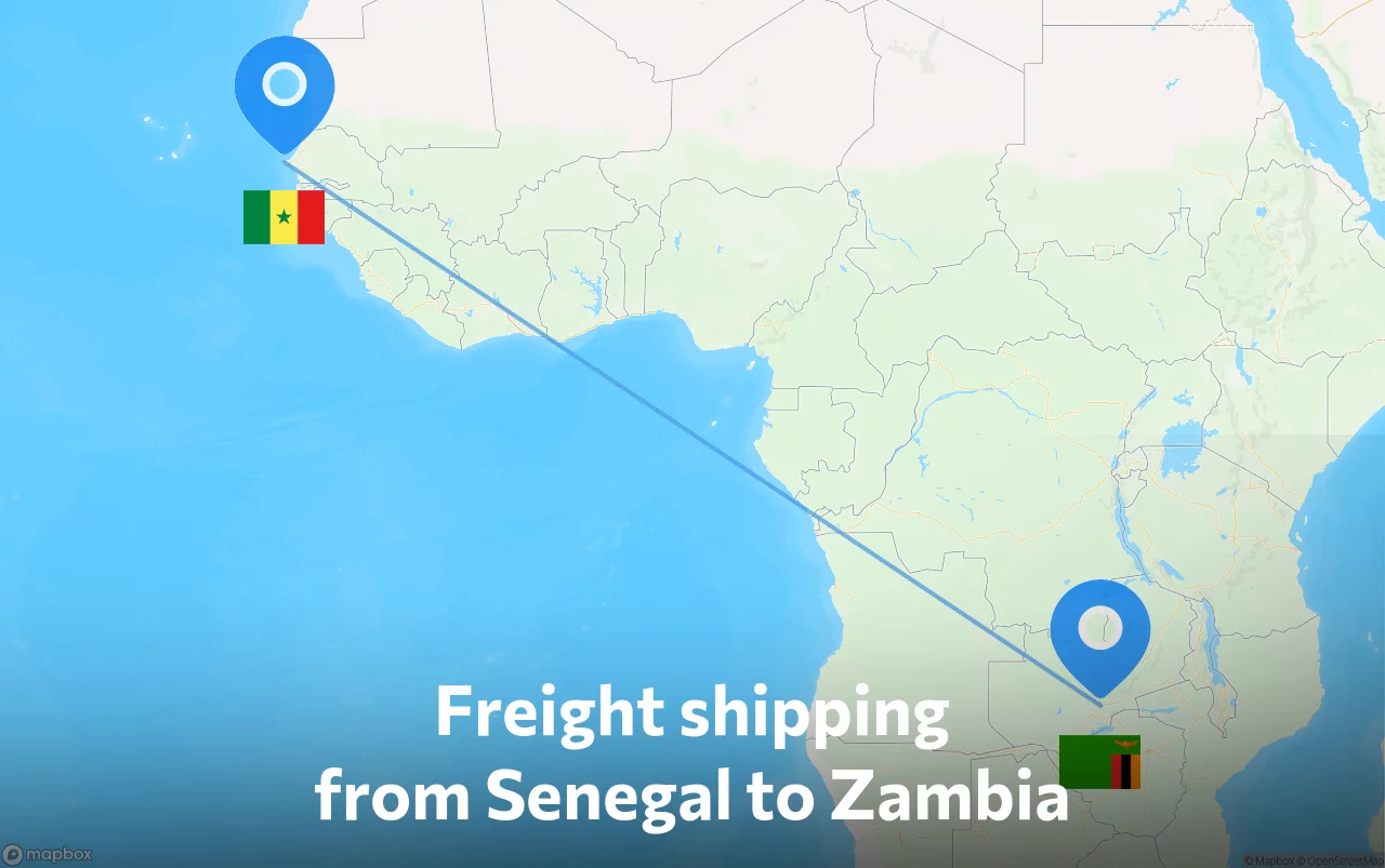 Shipping route from Senegal to Zambia