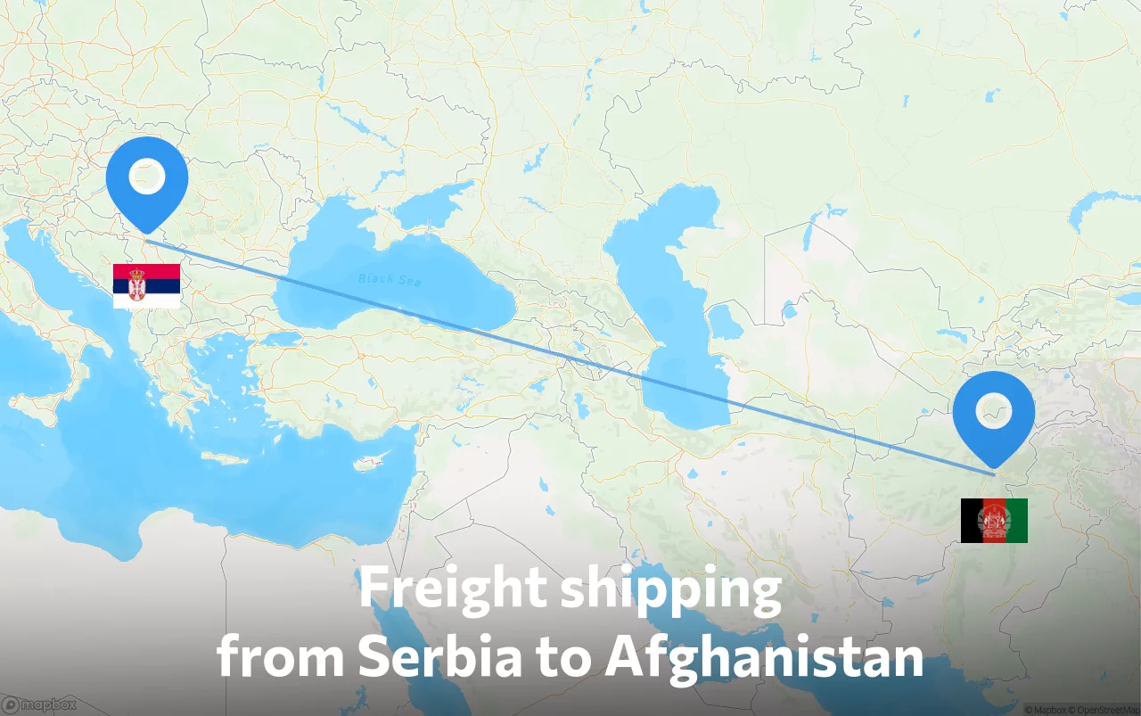 Shipping route from Serbia to Afghanistan