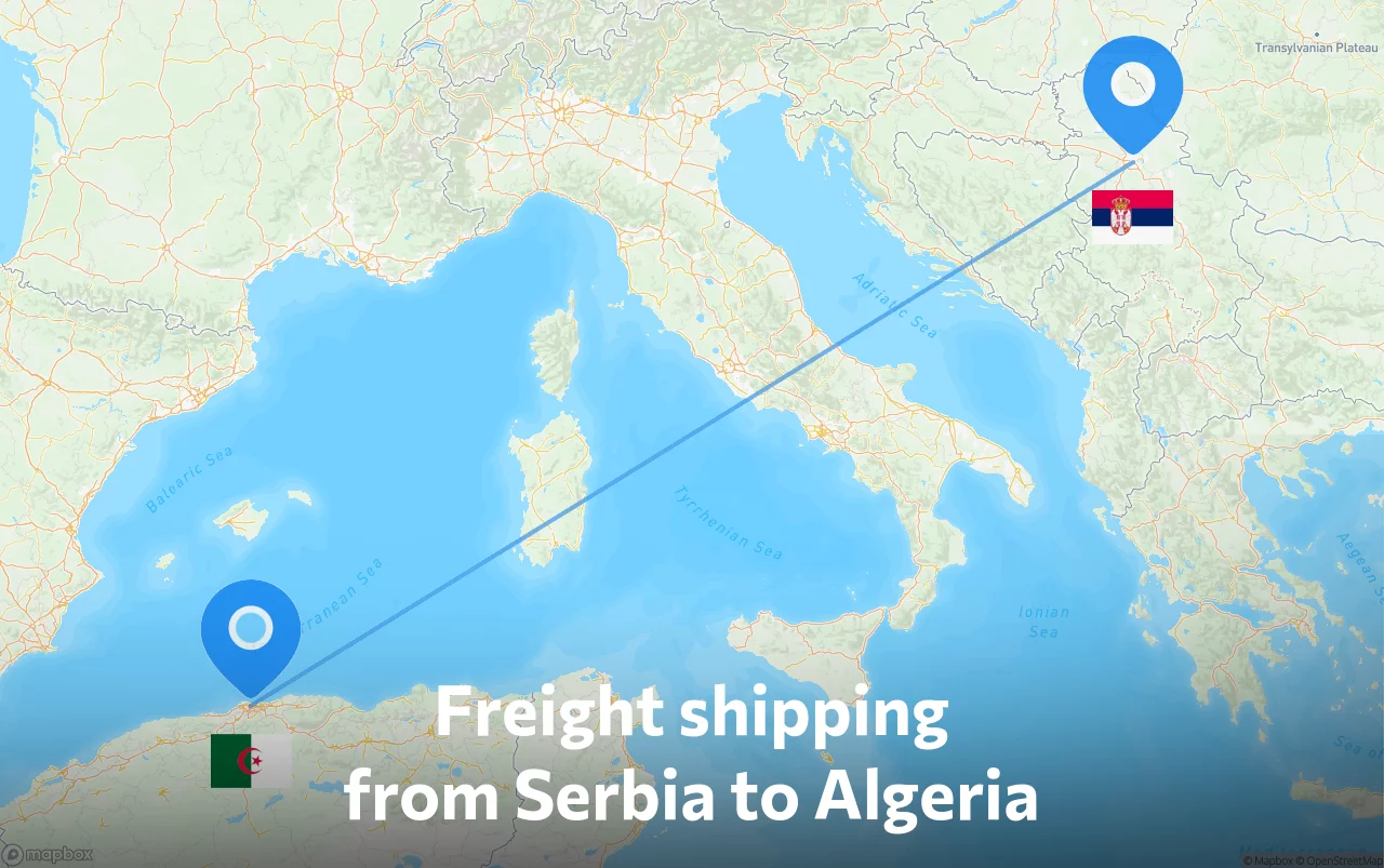 Shipping route from Serbia to Algeria