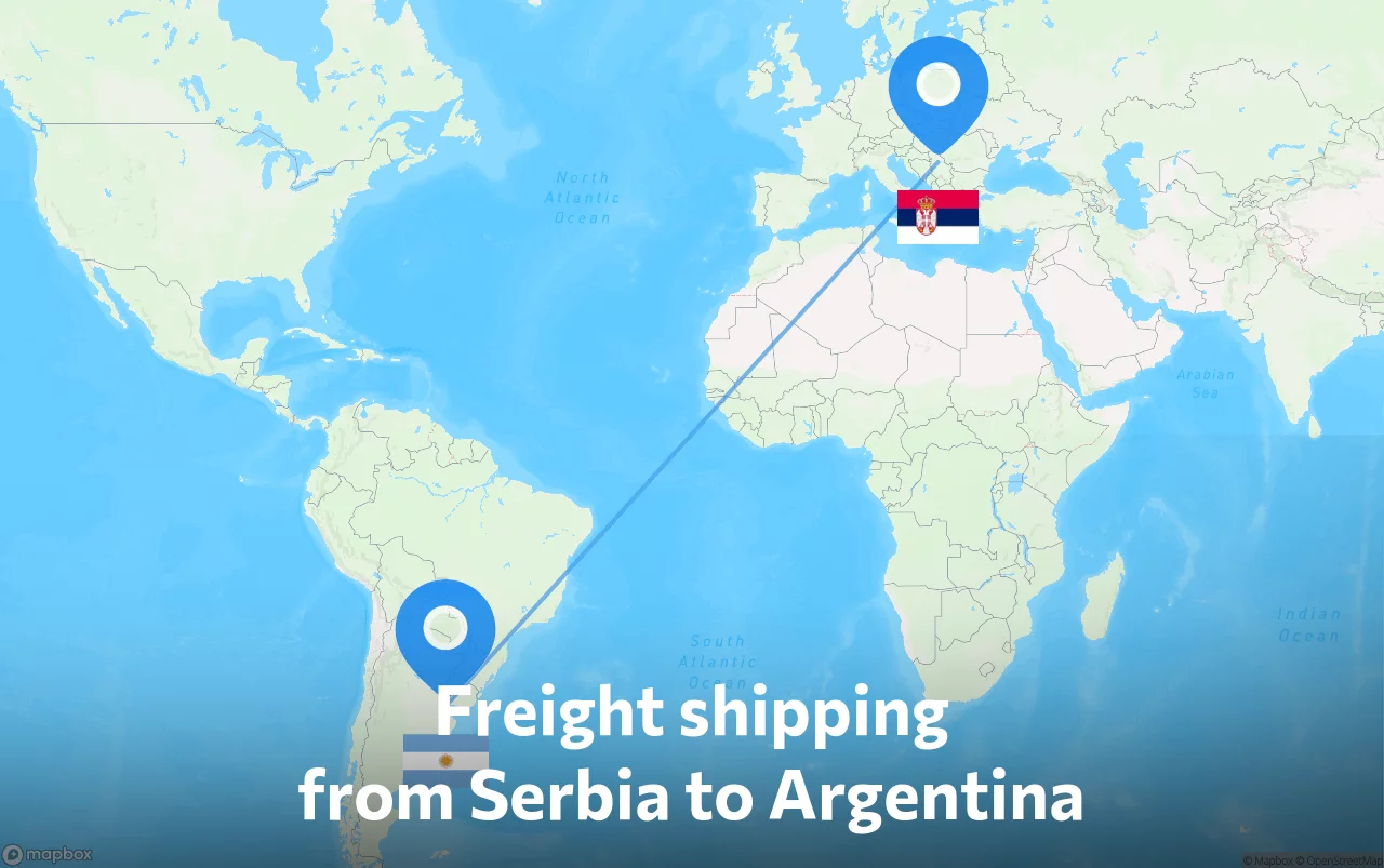 Shipping route from Serbia to Argentina