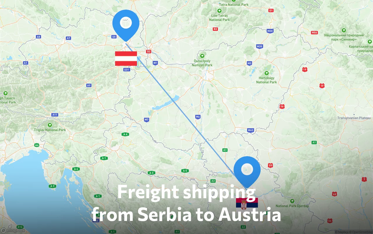 Shipping route from Serbia to Austria