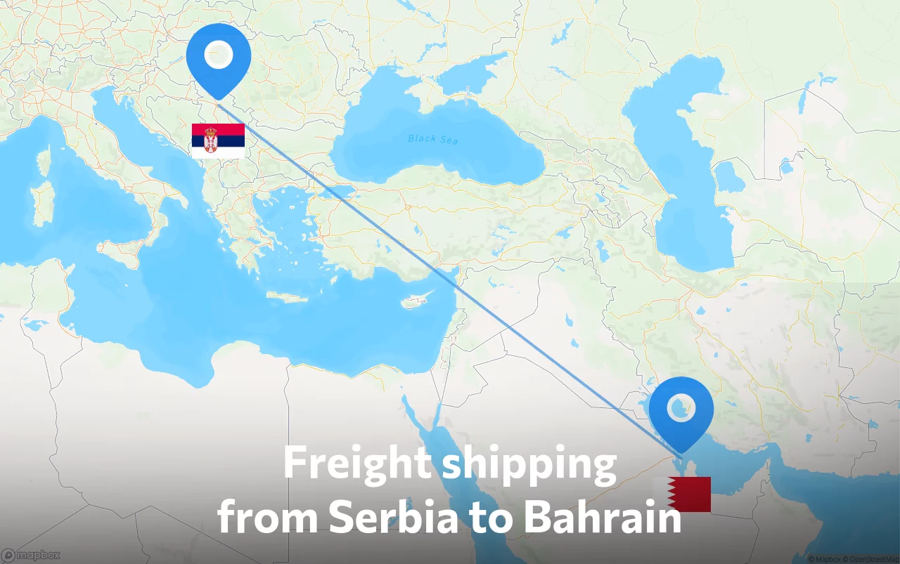 Shipping route from Serbia to Bahrain