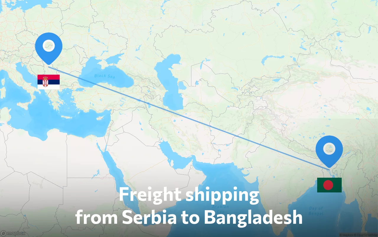 Shipping route from Serbia to Bangladesh