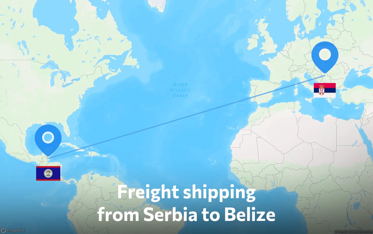 Shipping route from Serbia to Belize