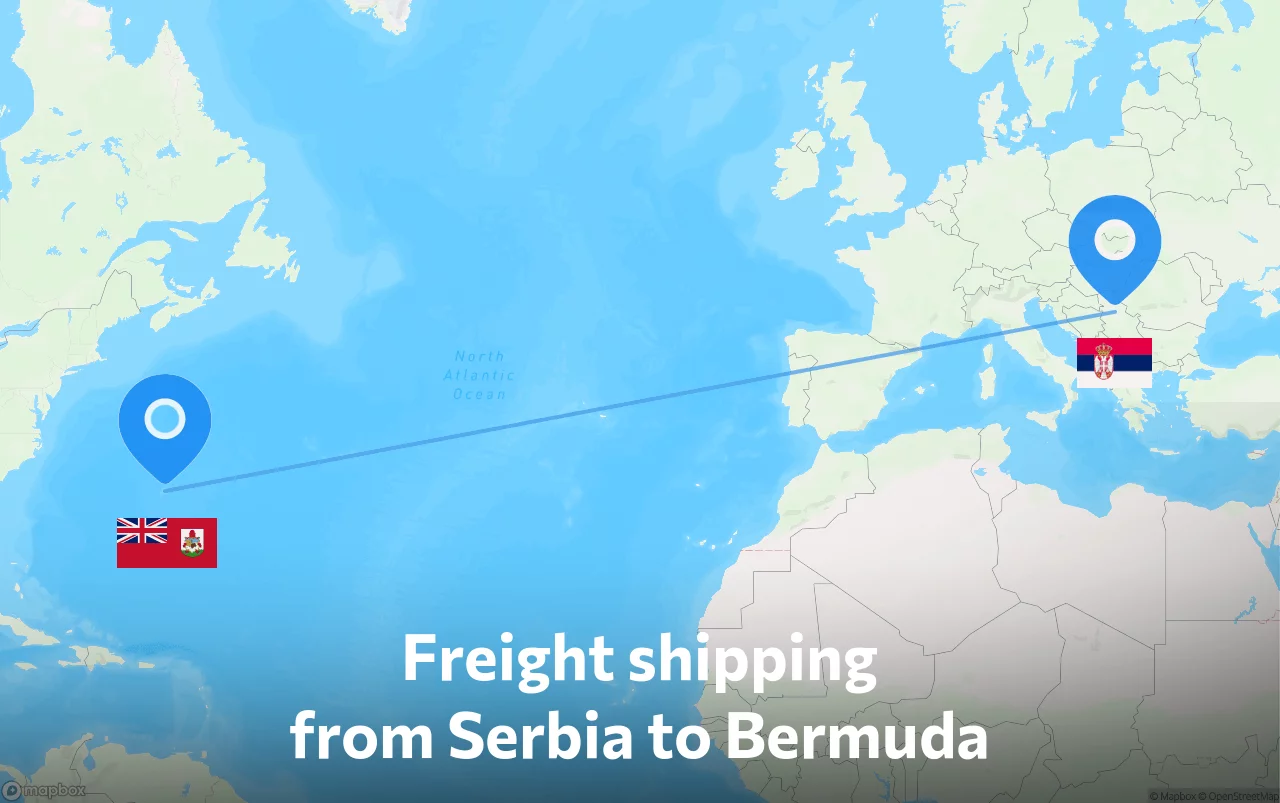 Shipping route from Serbia to Bermuda
