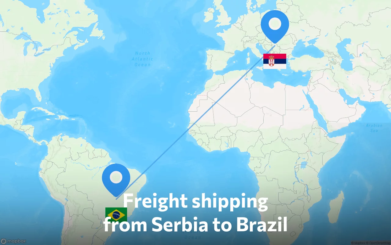 Shipping route from Serbia to Brazil
