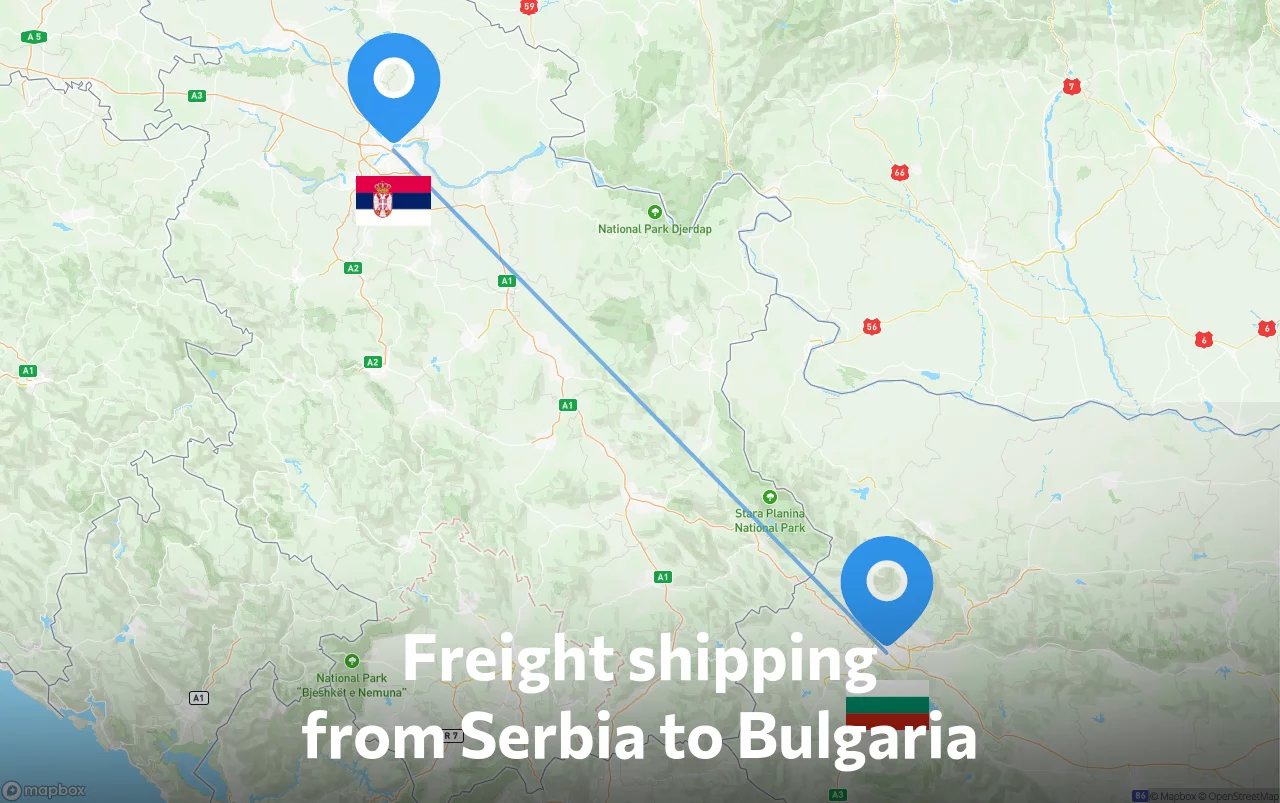 Shipping route from Serbia to Bulgaria