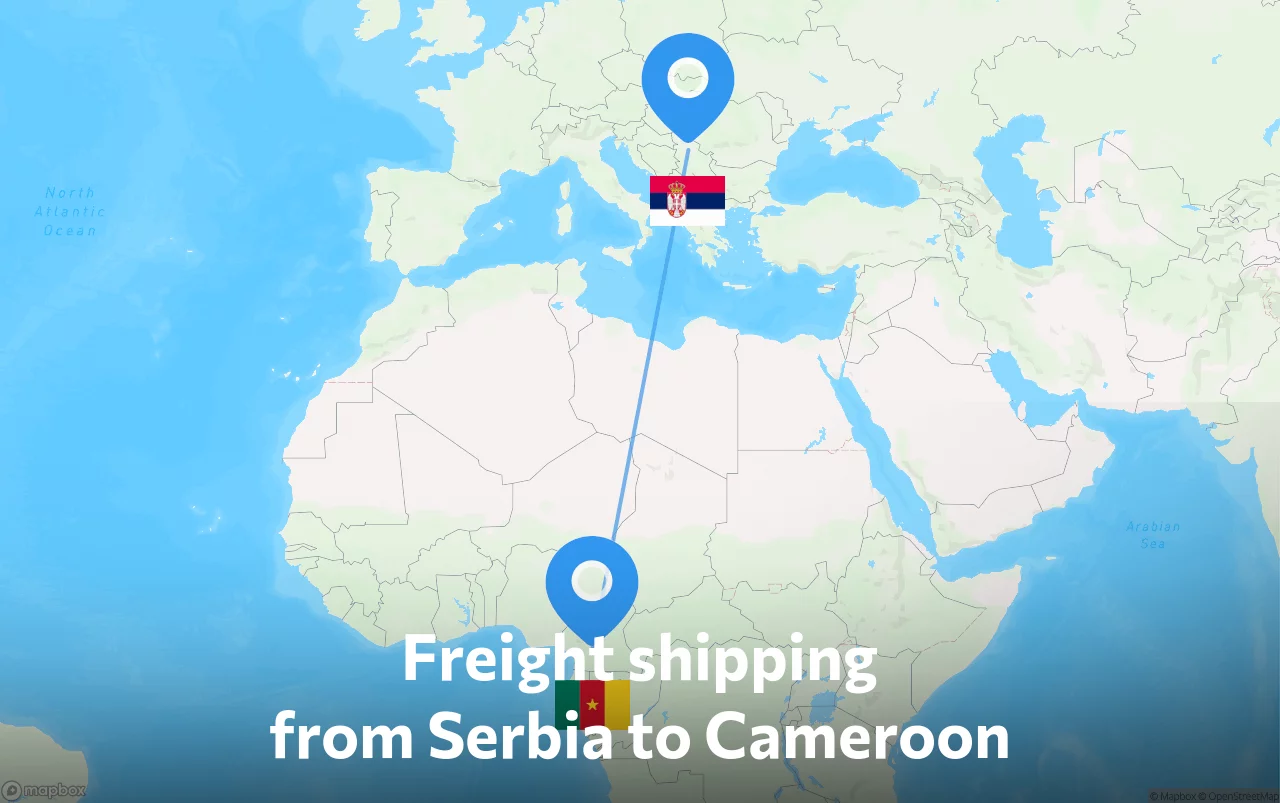 Shipping route from Serbia to Cameroon