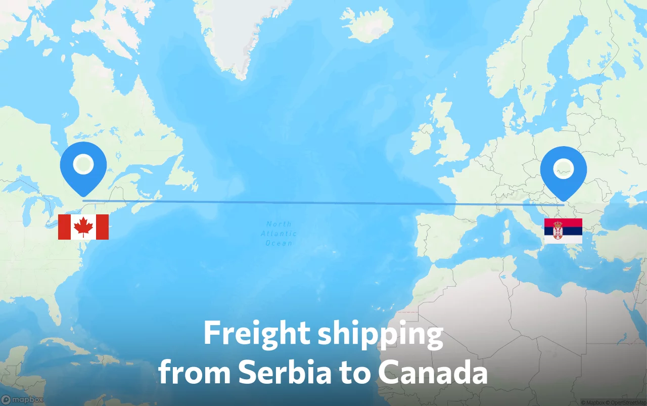 Shipping route from Serbia to Canada