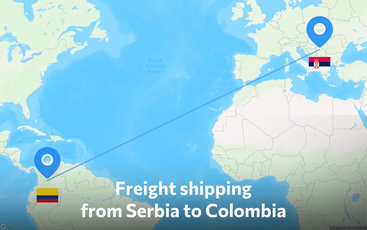 Shipping route from Serbia to Colombia