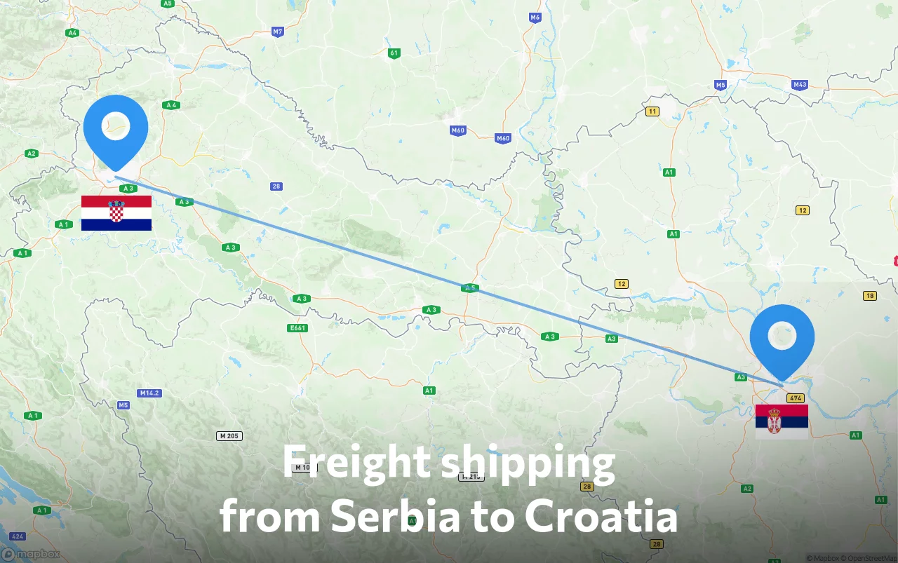 Shipping route from Serbia to Croatia