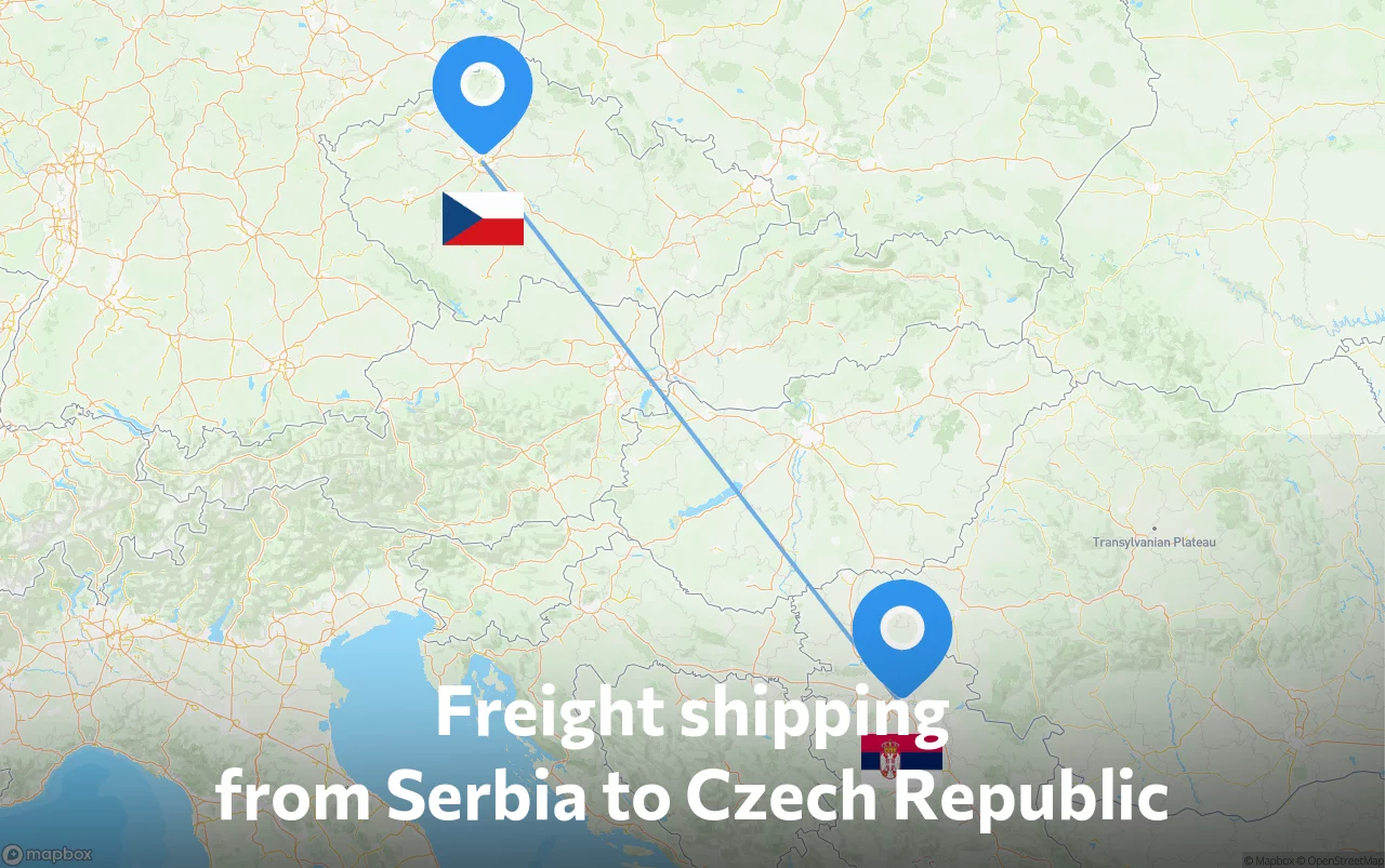 Shipping route from Serbia to Czech Republic