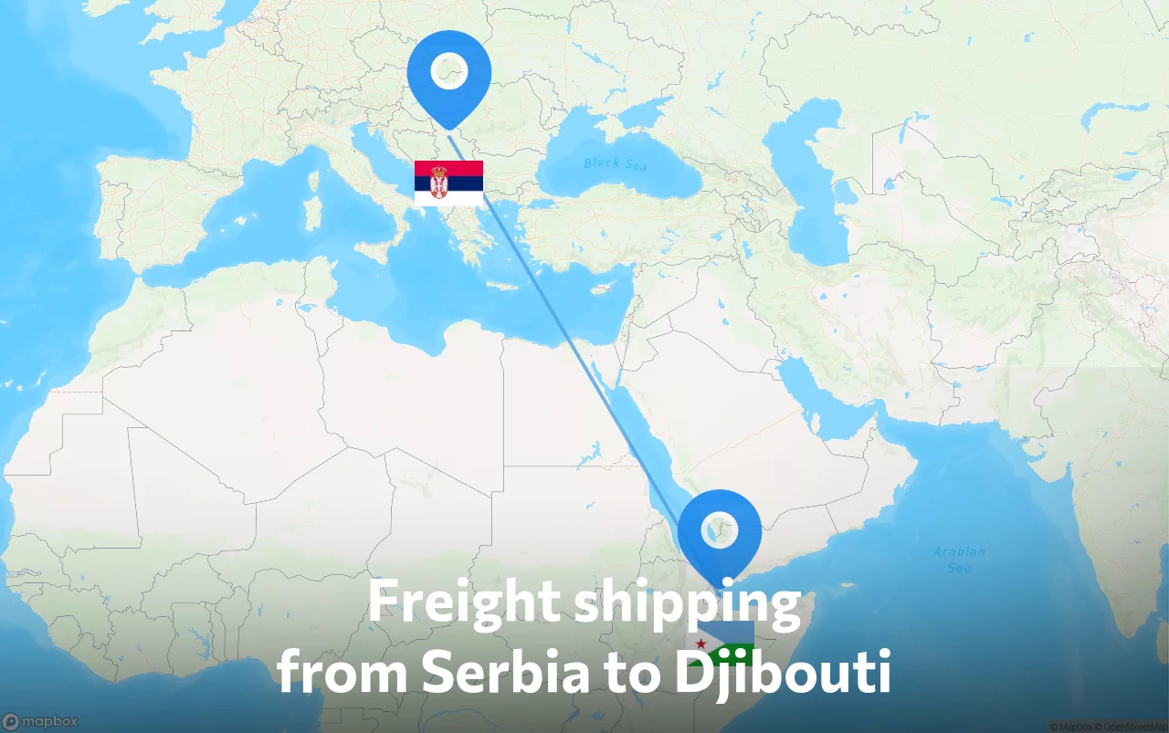 Shipping route from Serbia to Djibouti