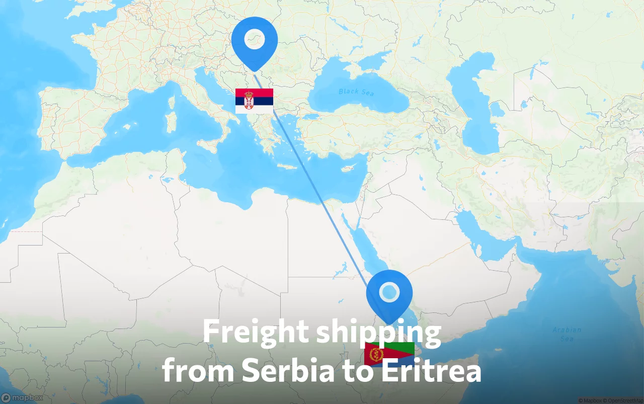 Shipping route from Serbia to Eritrea