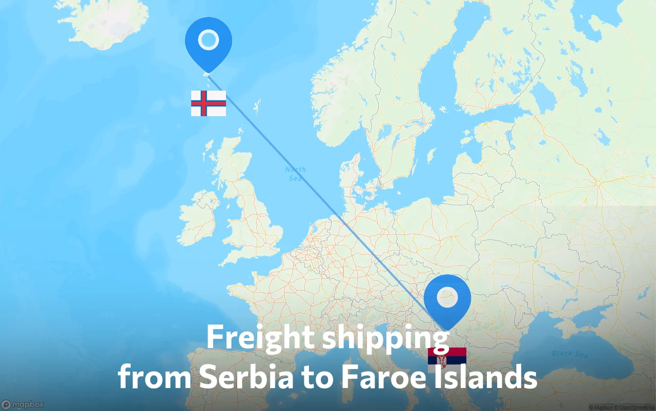 Shipping route from Serbia to Faroe Islands
