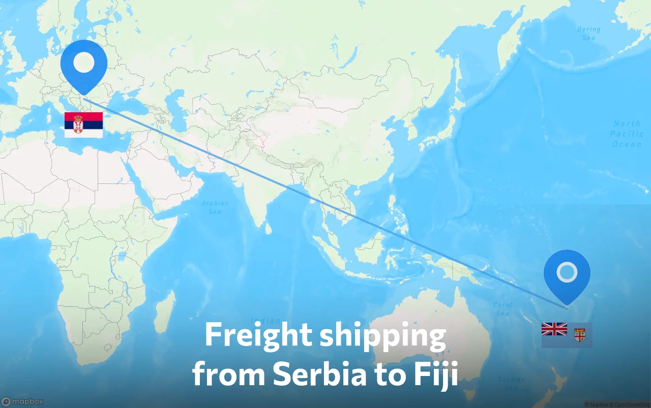 Shipping route from Serbia to Fiji