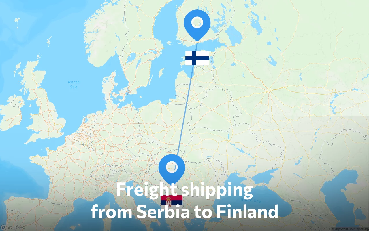 Shipping route from Serbia to Finland