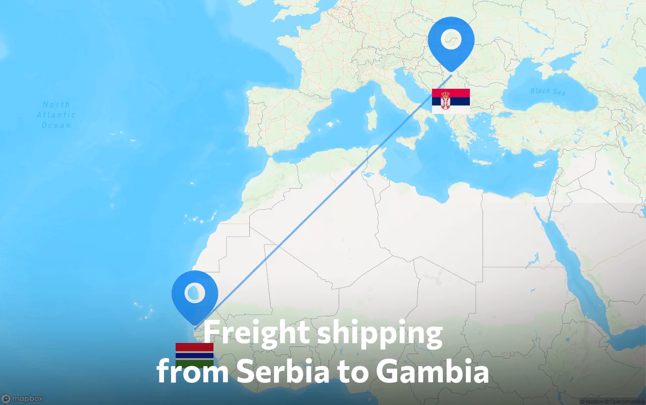 Shipping route from Serbia to Gambia