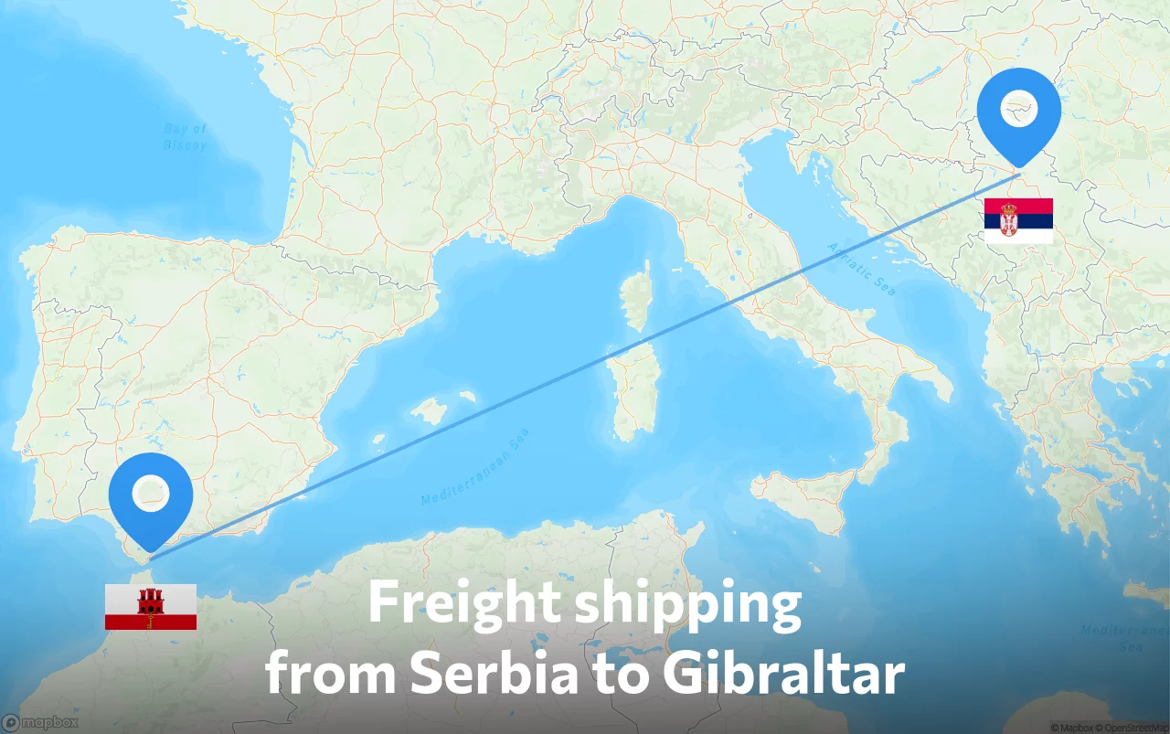 Shipping route from Serbia to Gibraltar