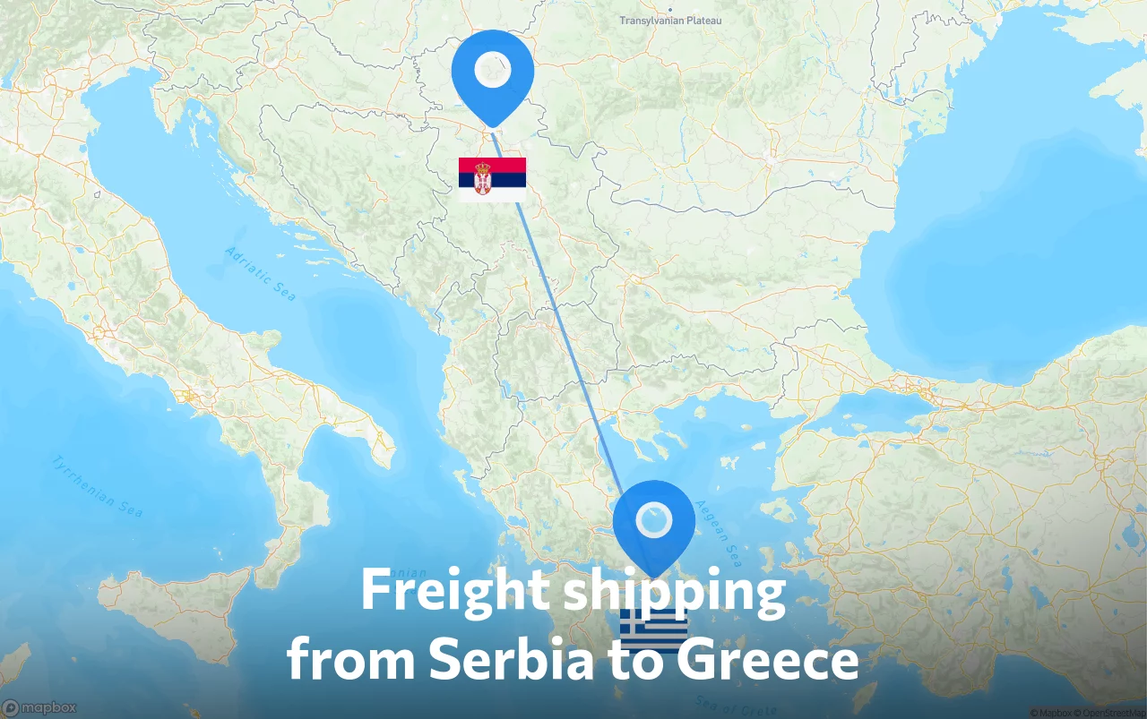 Shipping route from Serbia to Greece
