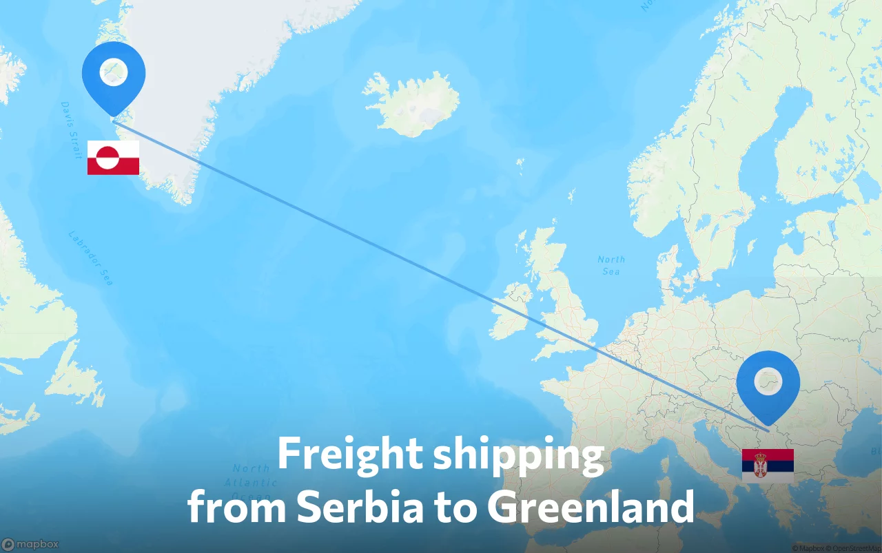 Shipping route from Serbia to Greenland