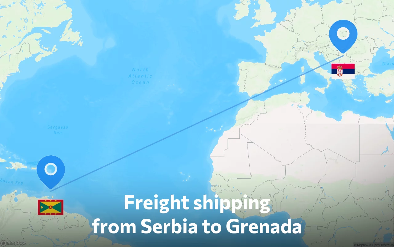 Shipping route from Serbia to Grenada