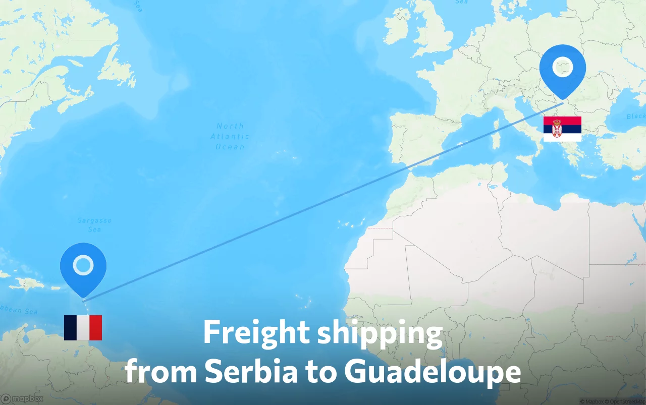 Shipping route from Serbia to Guadeloupe