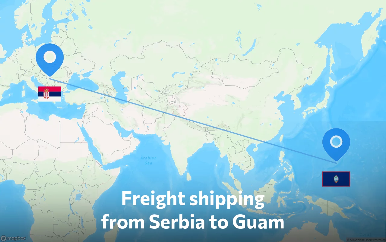 Shipping route from Serbia to Guam