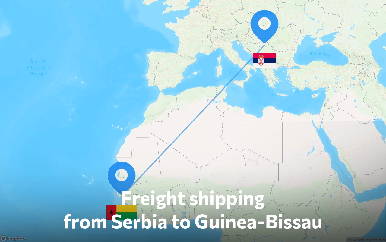 Shipping route from Serbia to Guinea-Bissau
