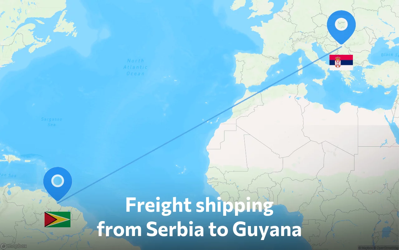 Shipping route from Serbia to Guyana