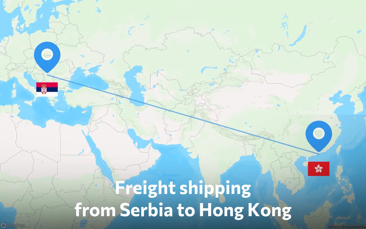 Shipping route from Serbia to Hong Kong
