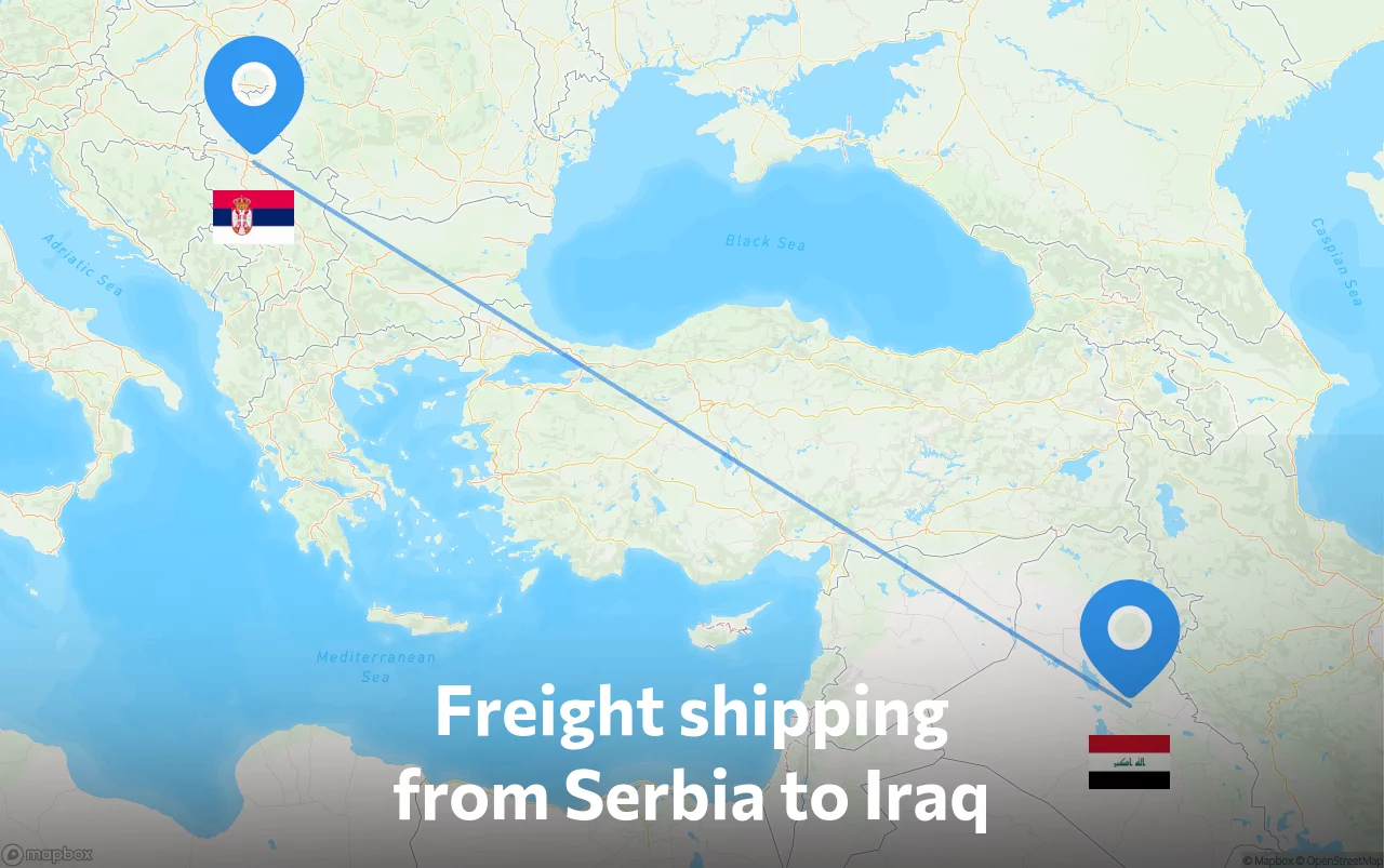 Shipping route from Serbia to Iraq