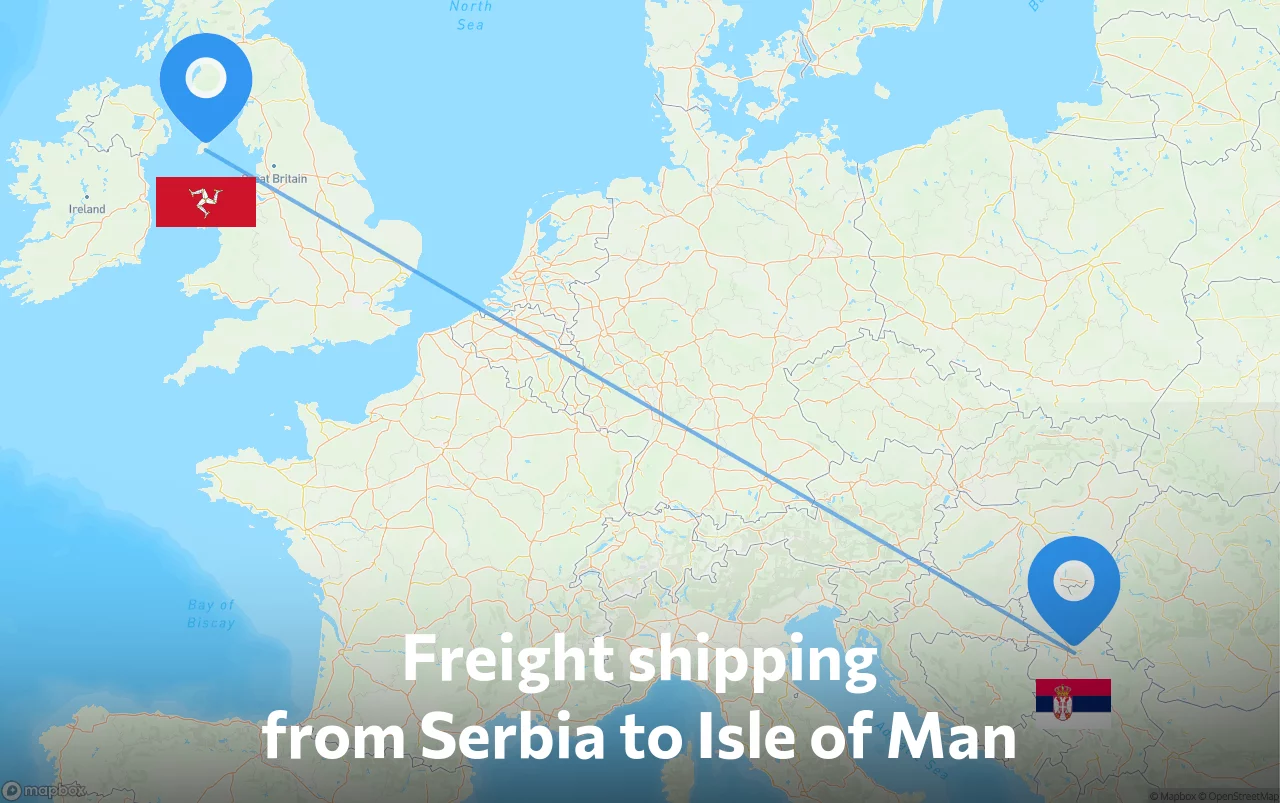 Shipping route from Serbia to Isle of Man