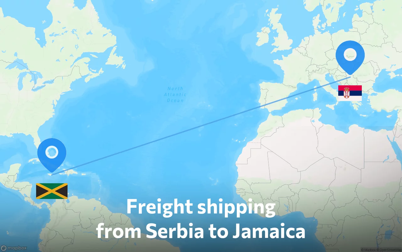 Shipping route from Serbia to Jamaica