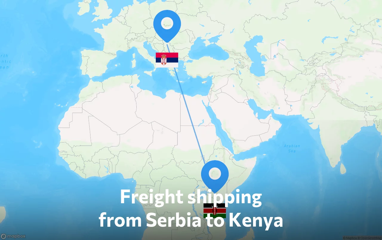 Shipping route from Serbia to Kenya