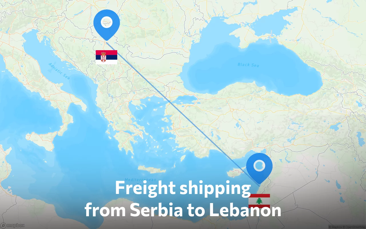 Shipping route from Serbia to Lebanon