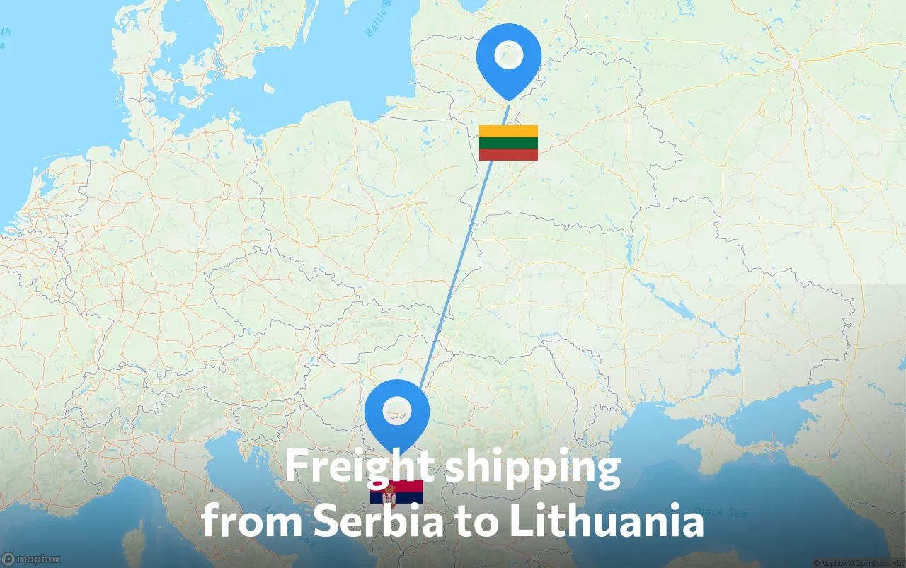 Shipping route from Serbia to Lithuania