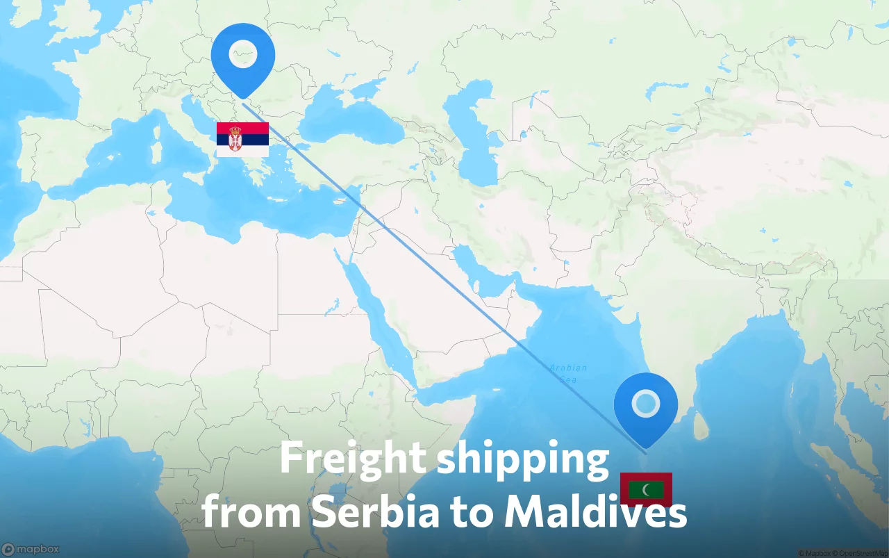 Shipping route from Serbia to Maldives