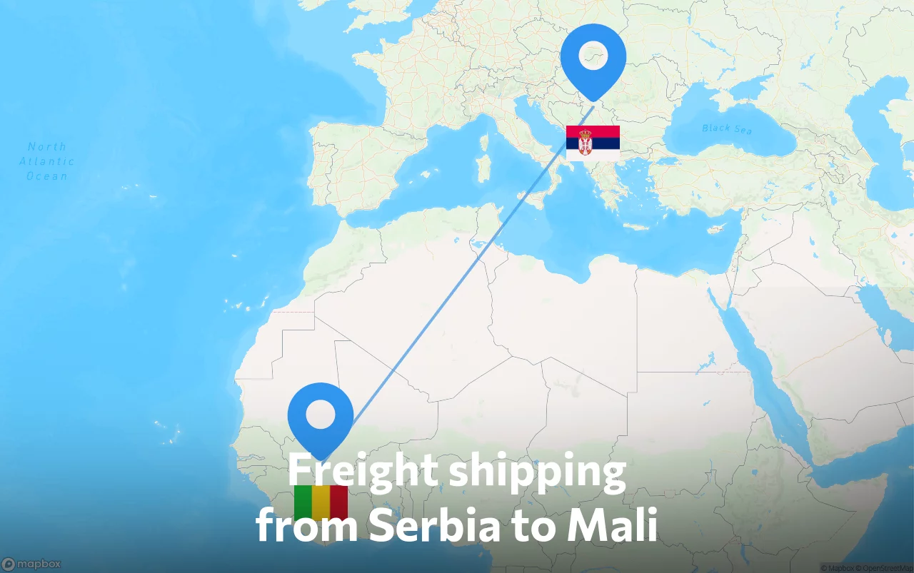 Shipping route from Serbia to Mali
