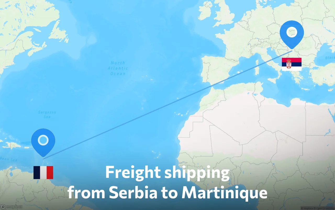 Shipping route from Serbia to Martinique