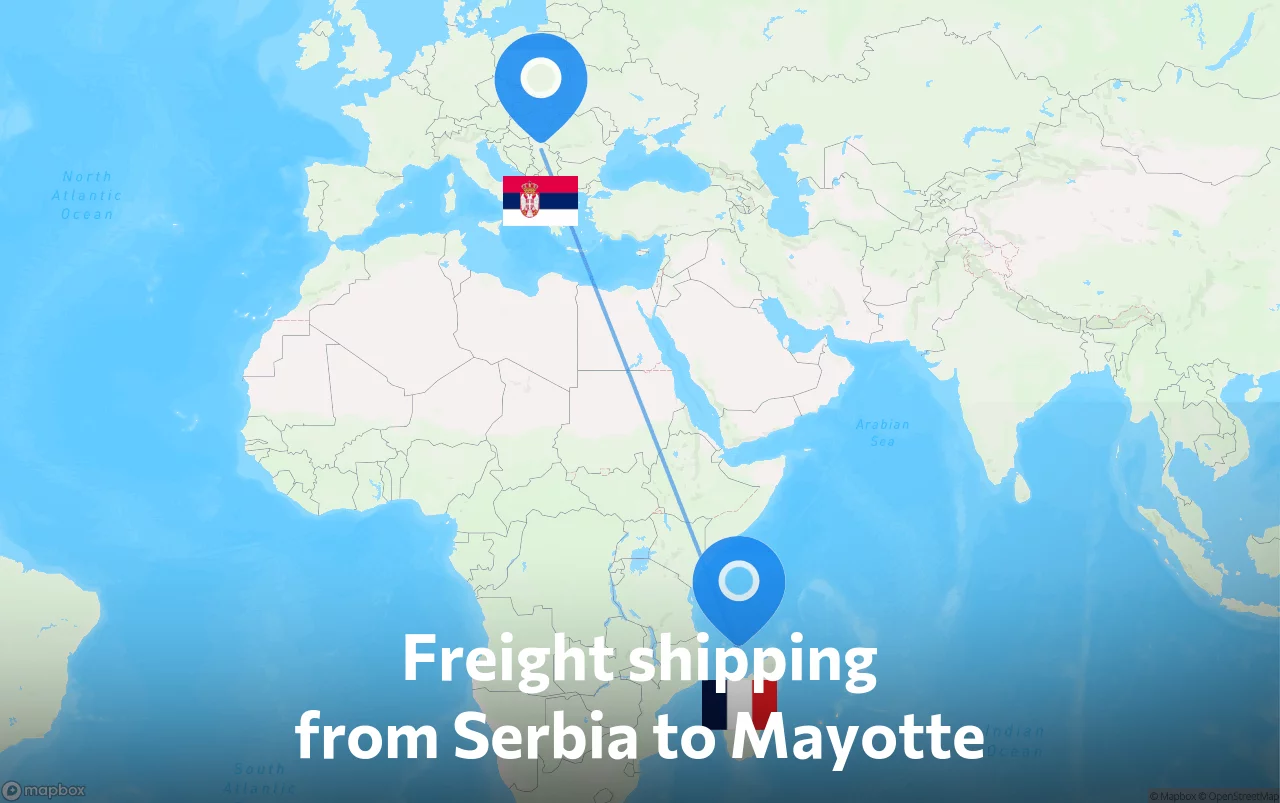 Shipping route from Serbia to Mayotte