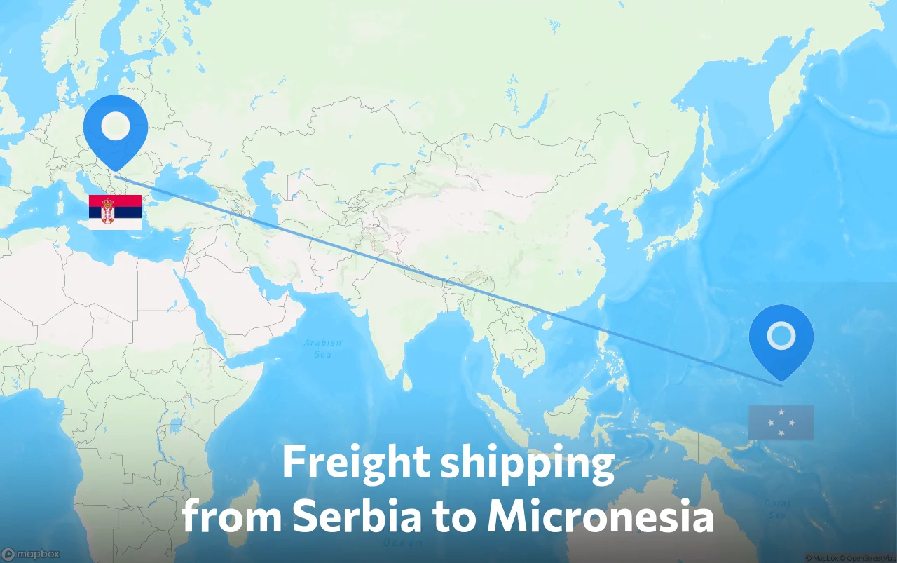 Shipping route from Serbia to Micronesia