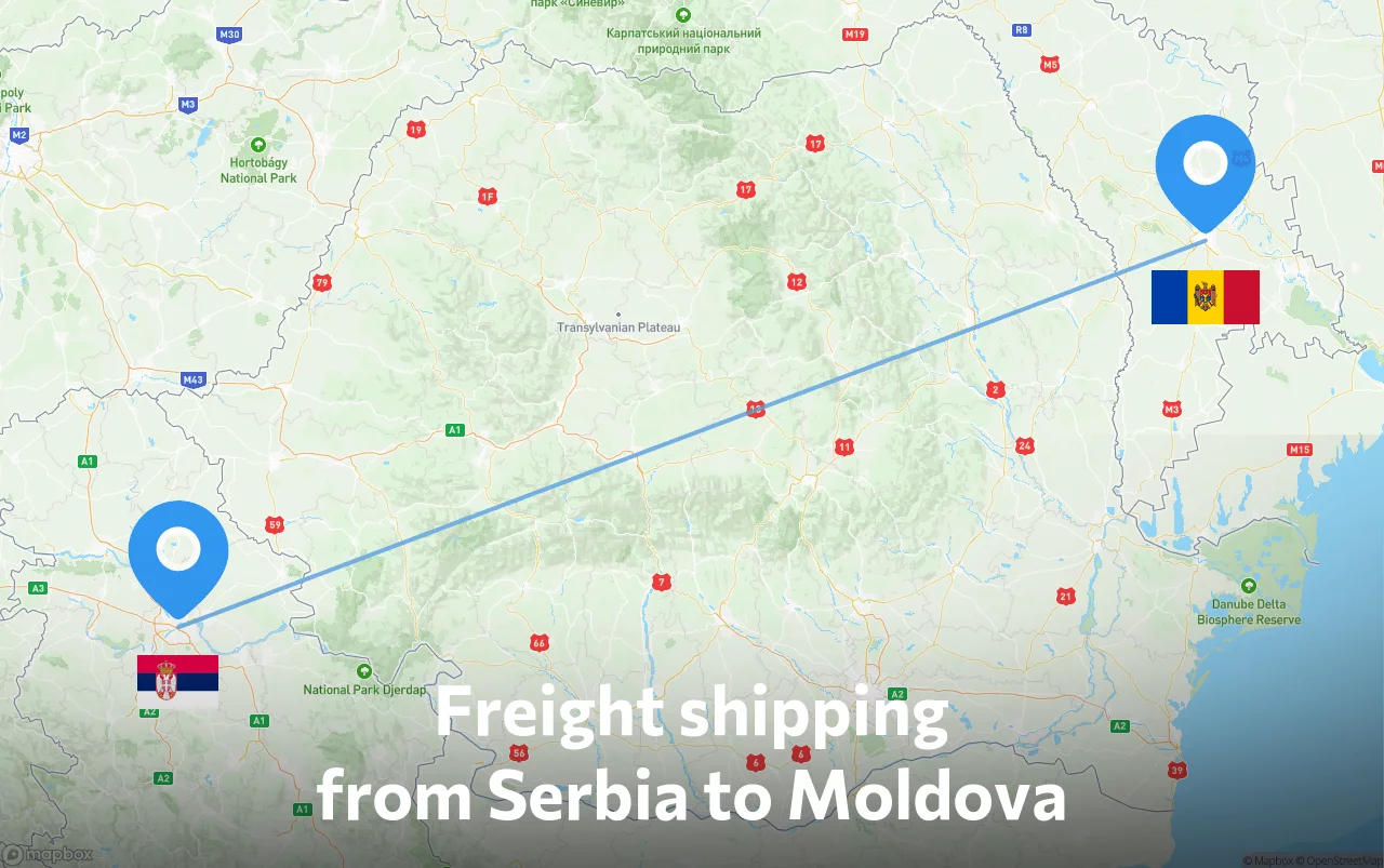 Shipping route from Serbia to Moldova