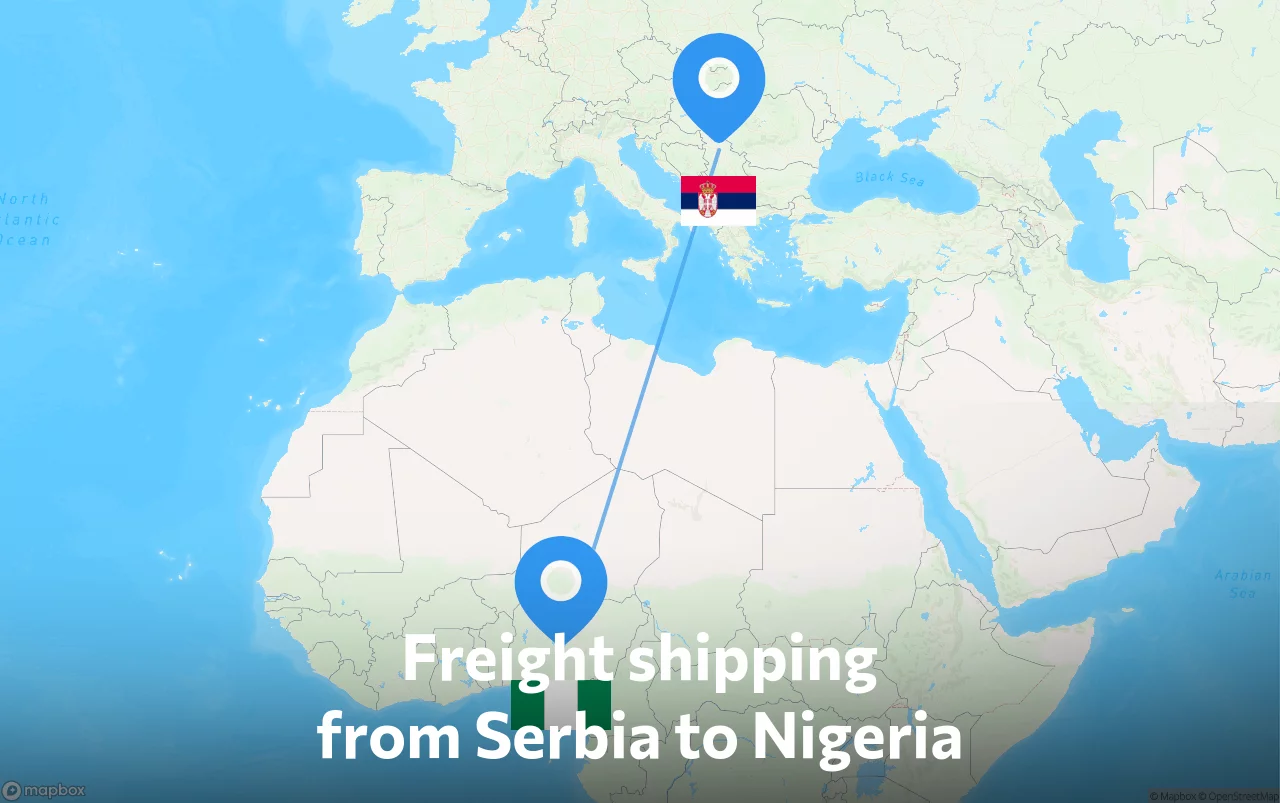 Shipping route from Serbia to Nigeria