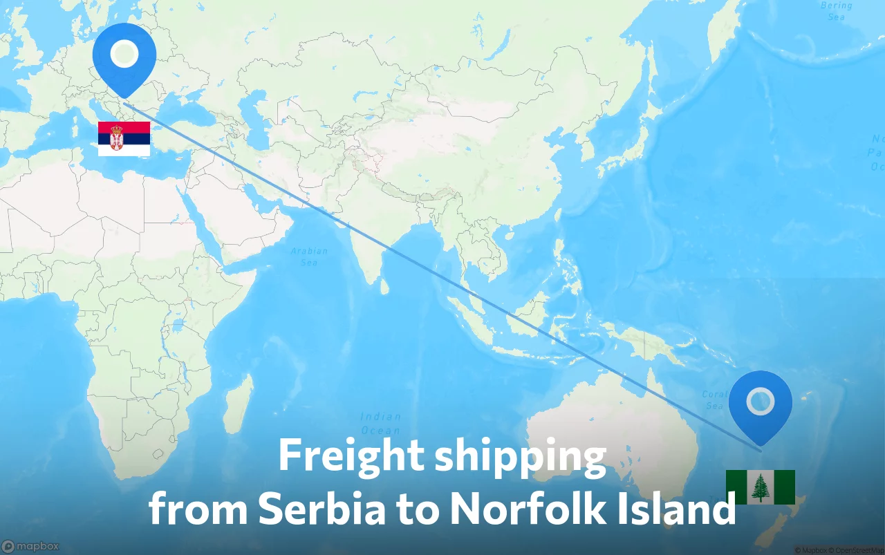 Shipping route from Serbia to Norfolk Island